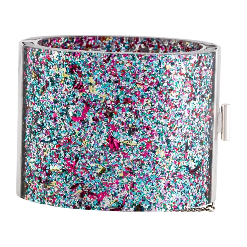 CELINE Confetti Glitter Resin Bangle Bracelet - Picture 3 of 13